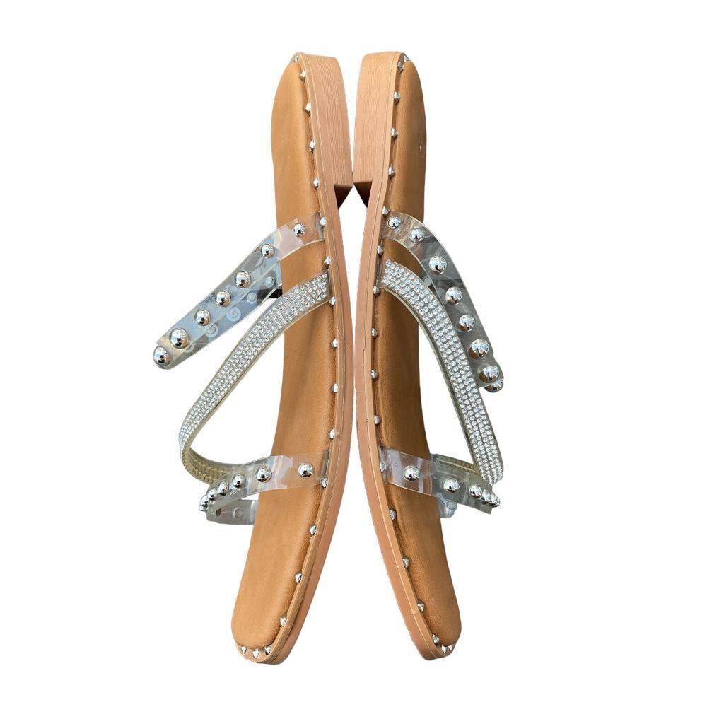 Nicole Miller New York Strappy Studded‎ Rhinestone Slip On Sandals Size 10 - Picture 7 of 9